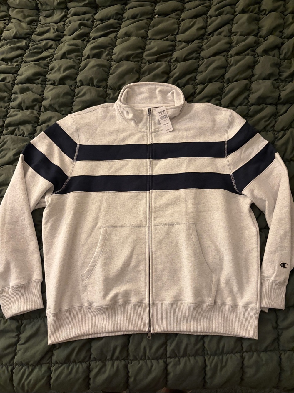 Todd Snyder x Champion Striped Full Zip Sweatshirt Men's Size 2XL Gray Blue $268